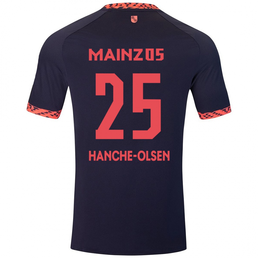 Kinder Andreas Hanche-Olsen #25 Blau Korallenrot Auswärtstrikot Trikot 2024/25 T-Shirt Österreich