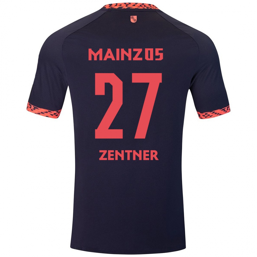 Kinder Robin Zentner #27 Blau Korallenrot Auswärtstrikot Trikot 2024/25 T-Shirt Österreich