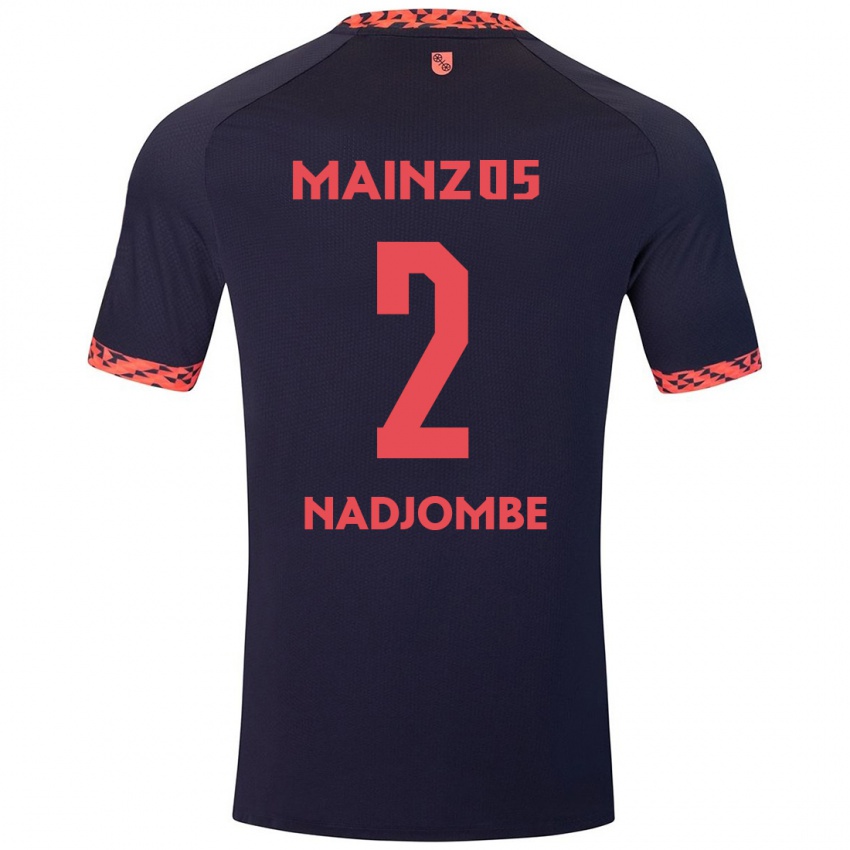 Kinder Jean-Marie Nadjombe #2 Blau Korallenrot Auswärtstrikot Trikot 2024/25 T-Shirt Österreich