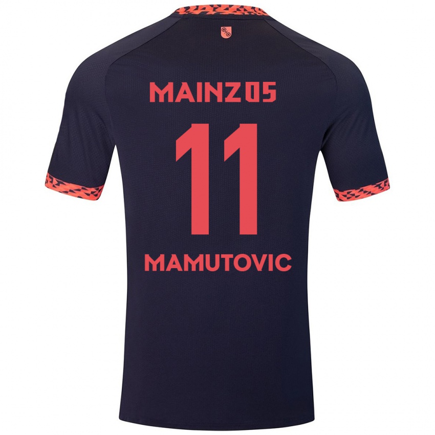 Kinder David Mamutovic #11 Blau Korallenrot Auswärtstrikot Trikot 2024/25 T-Shirt Österreich