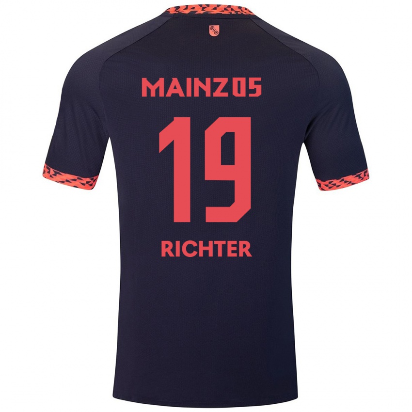 Kinder Marc Richter #19 Blau Korallenrot Auswärtstrikot Trikot 2024/25 T-Shirt Österreich