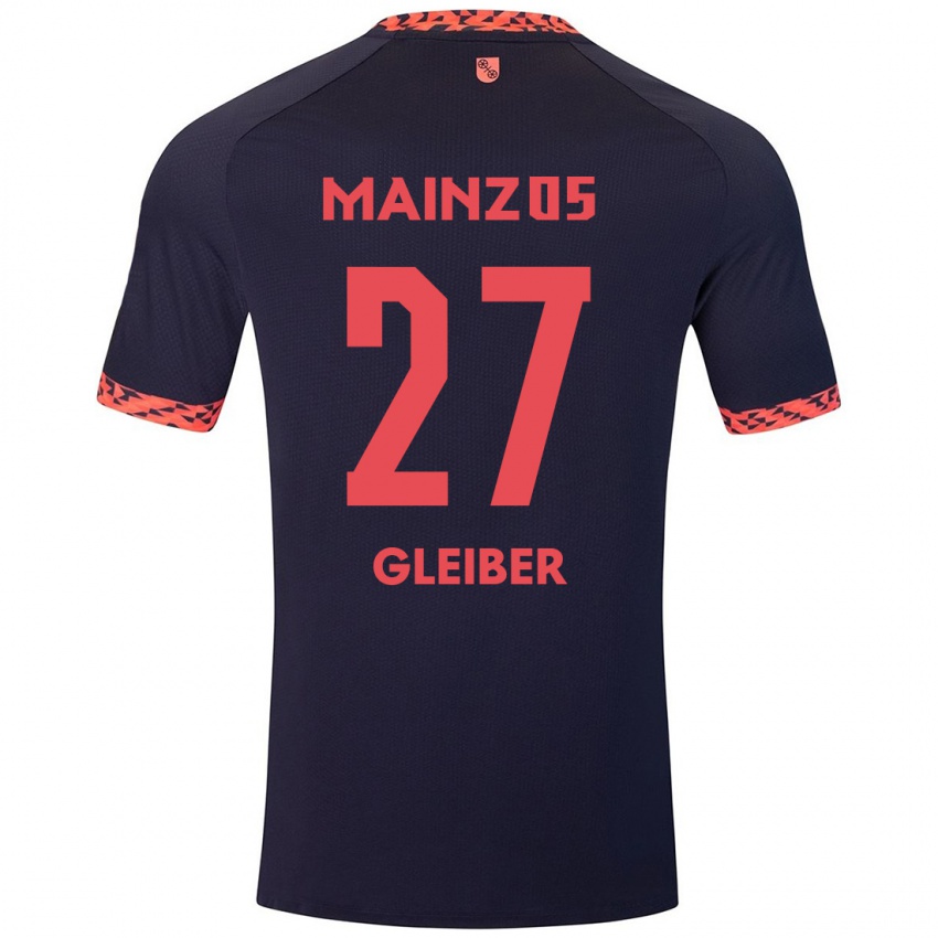 Kinder Daniel Gleiber #27 Blau Korallenrot Auswärtstrikot Trikot 2024/25 T-Shirt Österreich