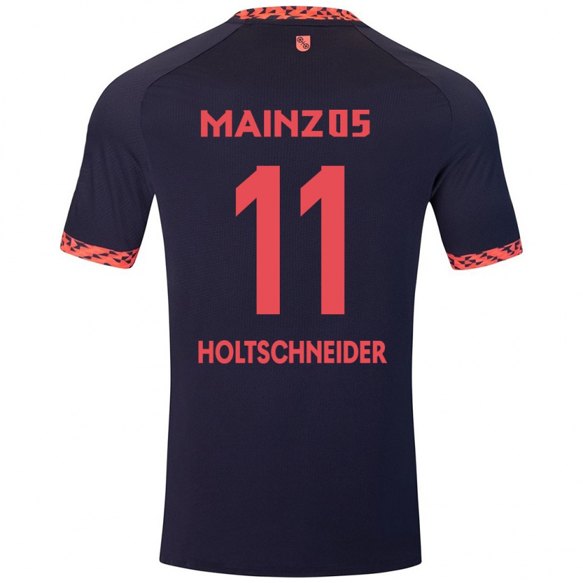 Kinder Hannah Holtschneider #11 Blau Korallenrot Auswärtstrikot Trikot 2024/25 T-Shirt Österreich