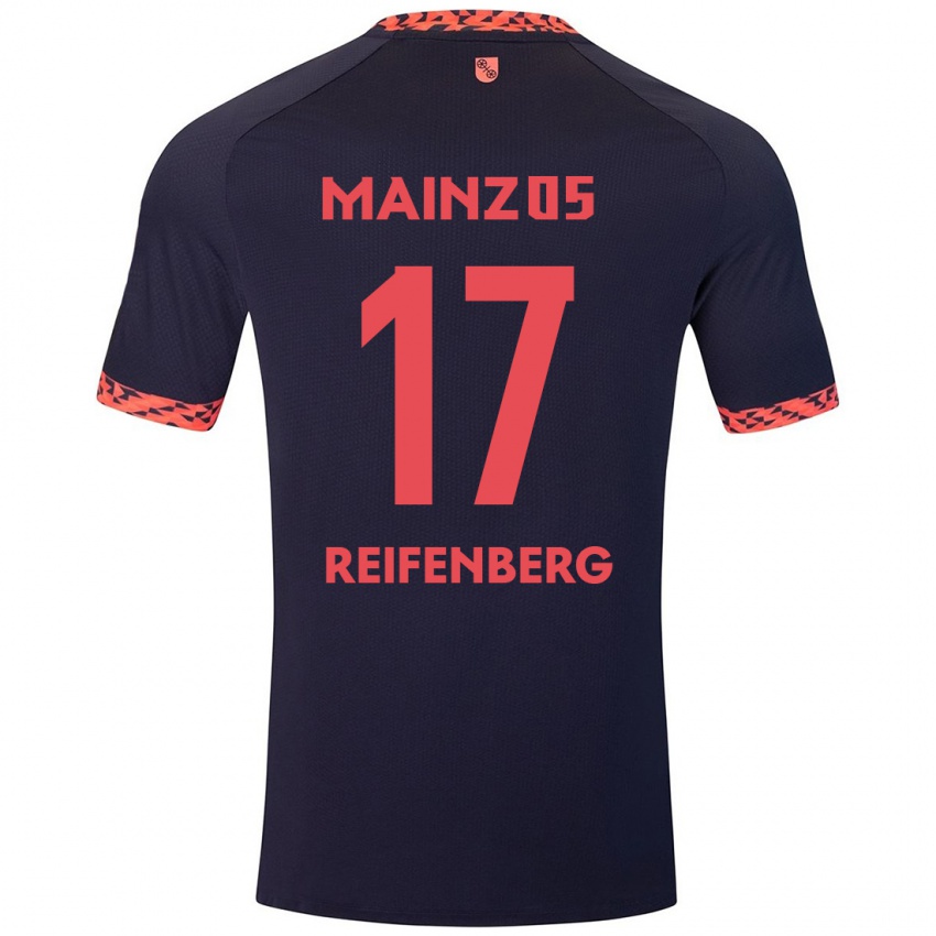 Kinder Michelle Reifenberg #17 Blau Korallenrot Auswärtstrikot Trikot 2024/25 T-Shirt Österreich