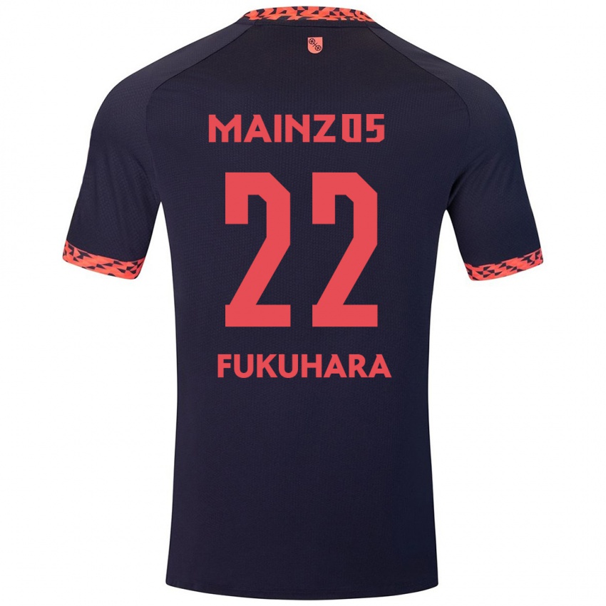 Kinder Yuuka Fukuhara #22 Blau Korallenrot Auswärtstrikot Trikot 2024/25 T-Shirt Österreich