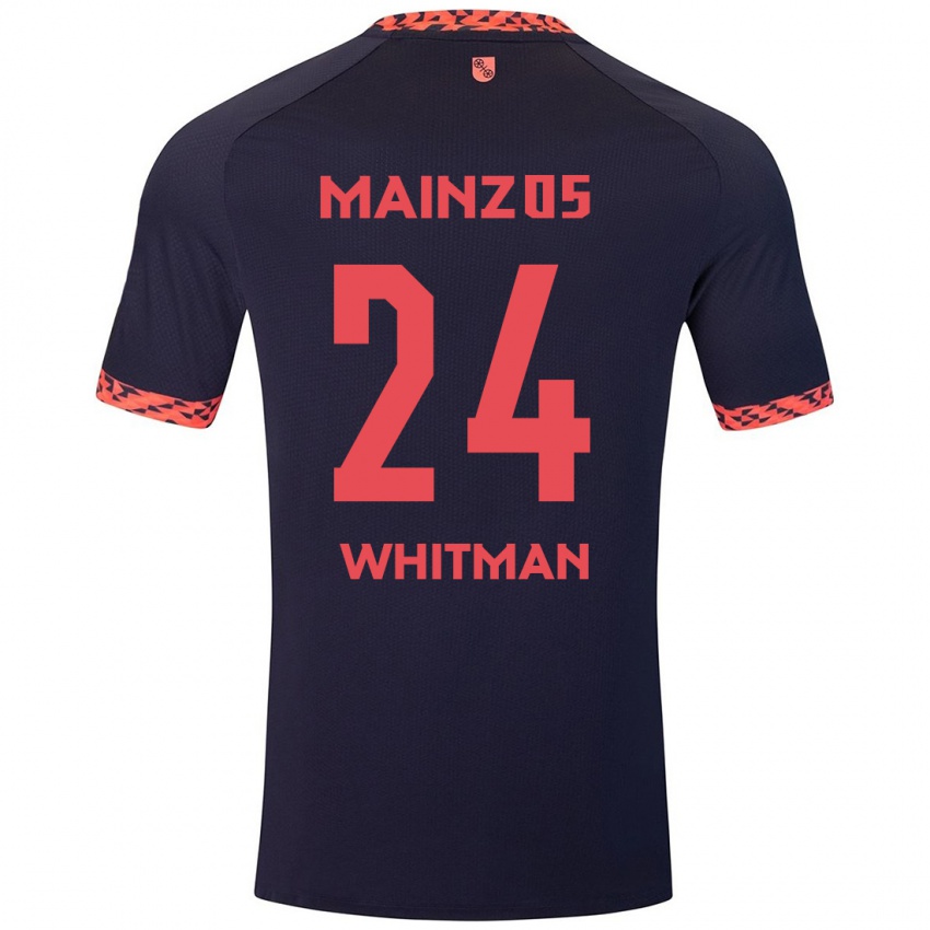 Kinder Katherine Whitman #24 Blau Korallenrot Auswärtstrikot Trikot 2024/25 T-Shirt Österreich