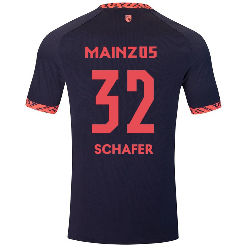 Kinder Ann-Christin Schäfer #32 Blau Korallenrot Auswärtstrikot Trikot 2024/25 T-Shirt Österreich