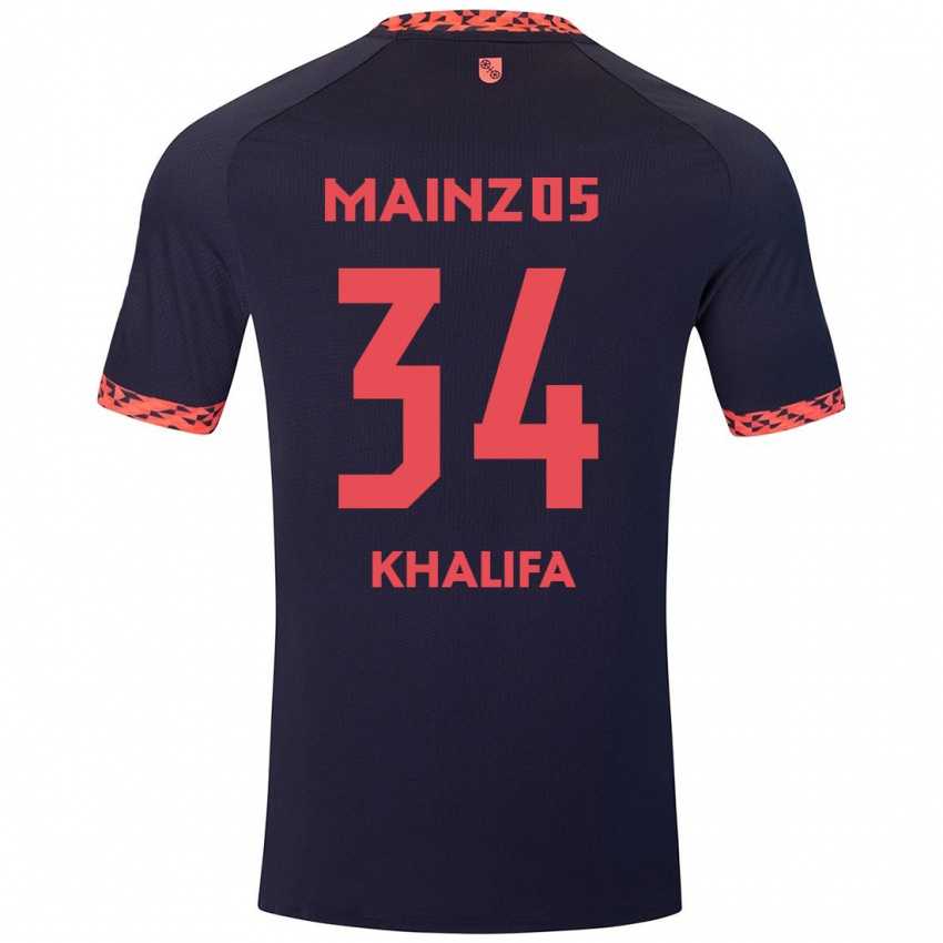 Kinder Sarah Khalifa #34 Blau Korallenrot Auswärtstrikot Trikot 2024/25 T-Shirt Österreich