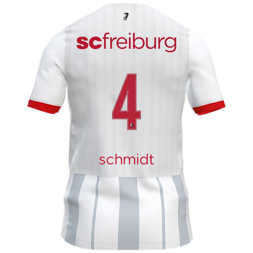 Kinder Kenneth Schmidt #4 Weiß Grau Auswärtstrikot Trikot 2024/25 T-Shirt Österreich