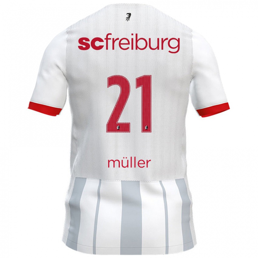 Kinder Florian Müller #21 Weiß Grau Auswärtstrikot Trikot 2024/25 T-Shirt Österreich