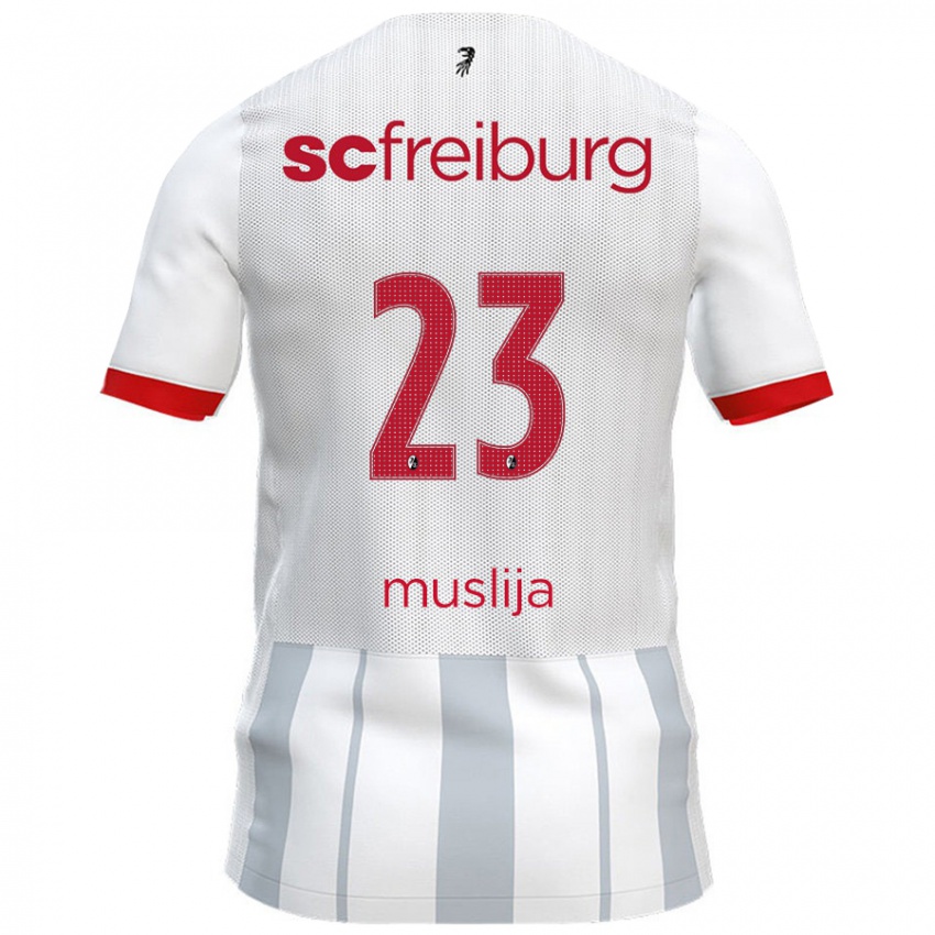 Kinder Florent Muslija #23 Weiß Grau Auswärtstrikot Trikot 2024/25 T-Shirt Österreich