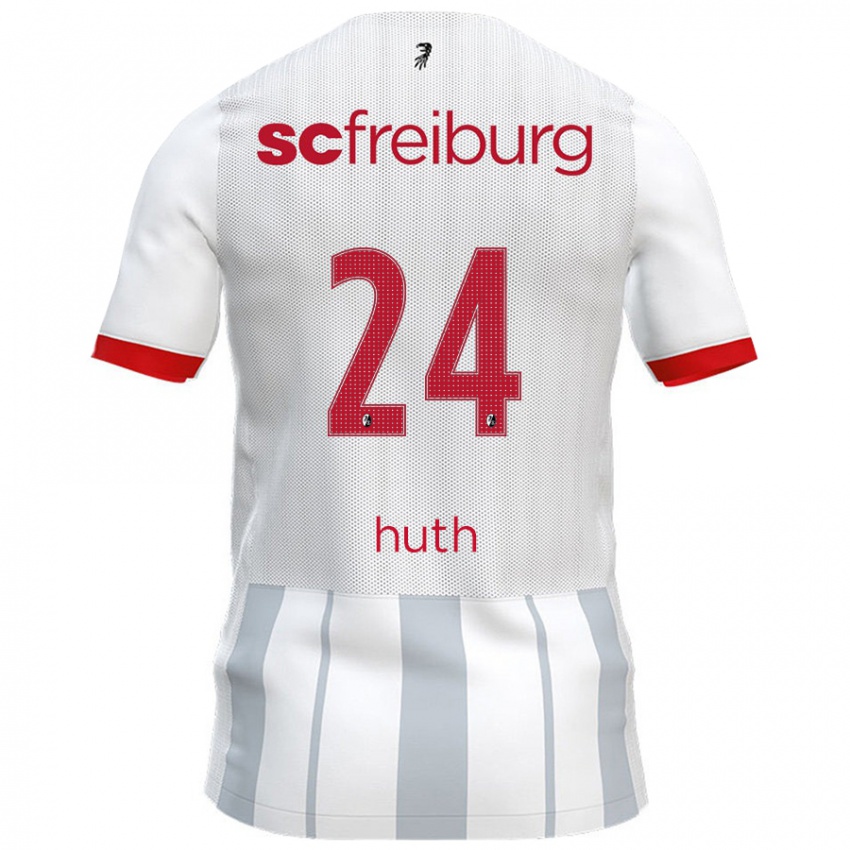 Kinder Jannik Huth #24 Weiß Grau Auswärtstrikot Trikot 2024/25 T-Shirt Österreich