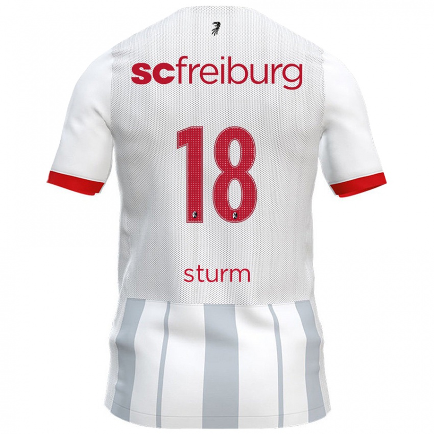 Kinder Yann Sturm #18 Weiß Grau Auswärtstrikot Trikot 2024/25 T-Shirt Österreich