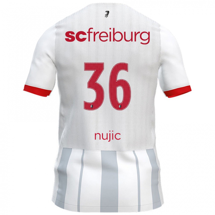 Kinder Luka Nujic #36 Weiß Grau Auswärtstrikot Trikot 2024/25 T-Shirt Österreich