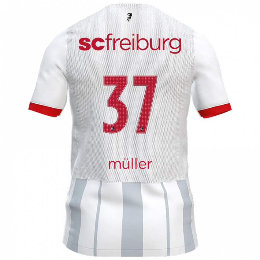 Kinder Ruben Müller #37 Weiß Grau Auswärtstrikot Trikot 2024/25 T-Shirt Österreich