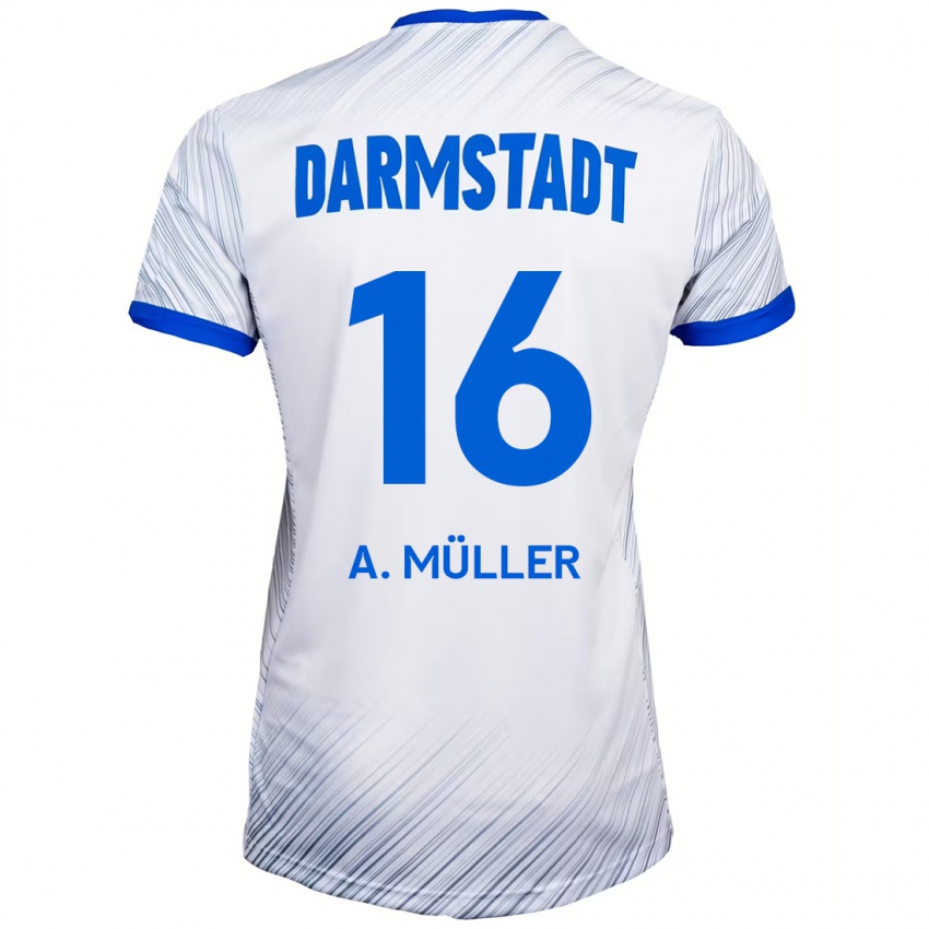 Kinder Andreas Müller #16 Weiß Blau Auswärtstrikot Trikot 2024/25 T-Shirt Österreich