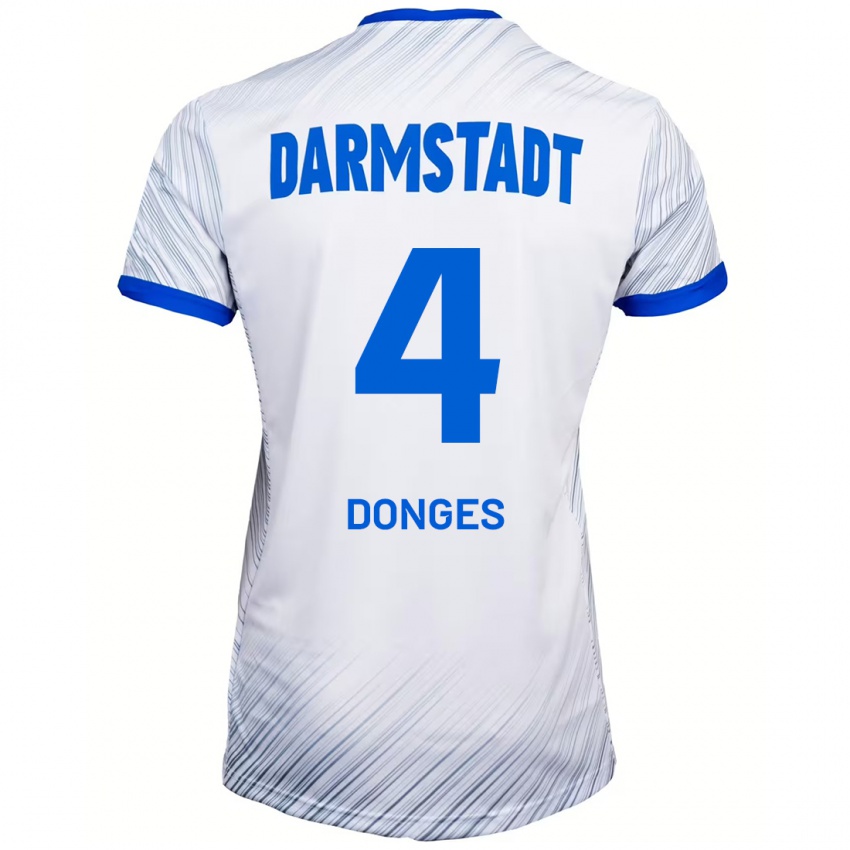 Kinder Julian Donges #4 Weiß Blau Auswärtstrikot Trikot 2024/25 T-Shirt Österreich