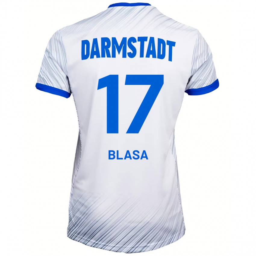 Kinder Keanu Blasa #17 Weiß Blau Auswärtstrikot Trikot 2024/25 T-Shirt Österreich