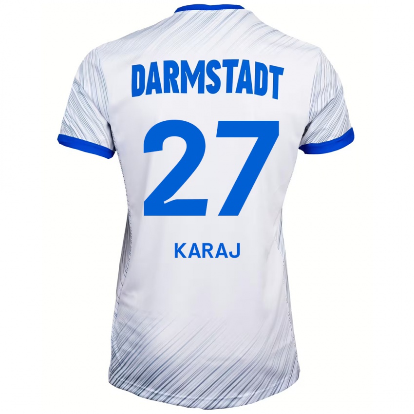 Kinder Eraldo Karaj #27 Weiß Blau Auswärtstrikot Trikot 2024/25 T-Shirt Österreich