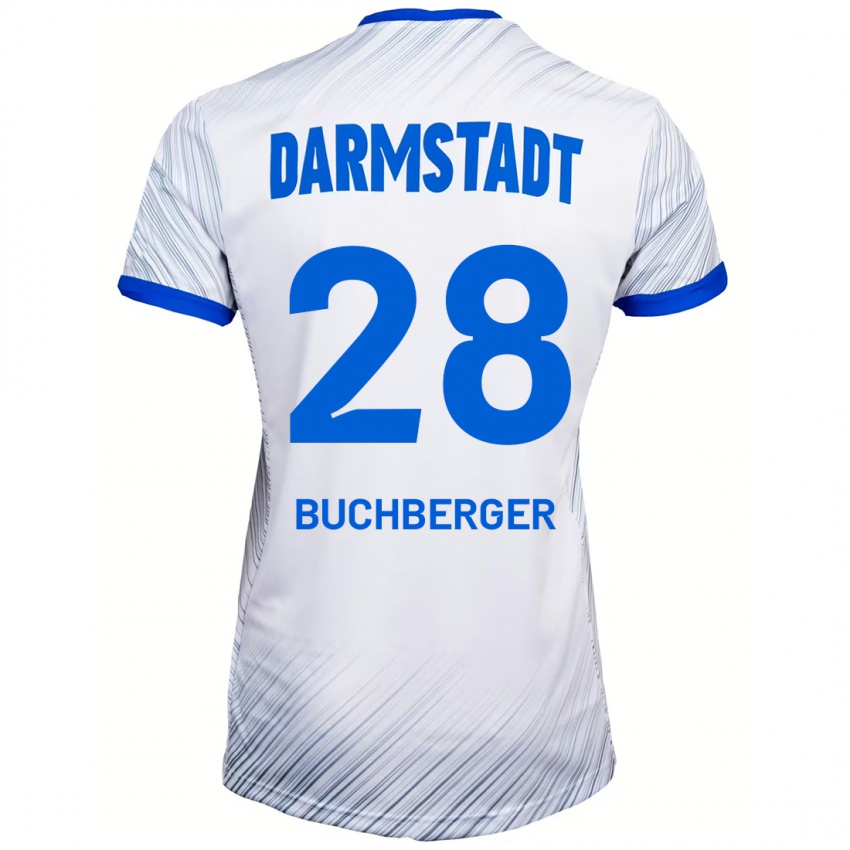 Kinder Jonas Buchberger #28 Weiß Blau Auswärtstrikot Trikot 2024/25 T-Shirt Österreich