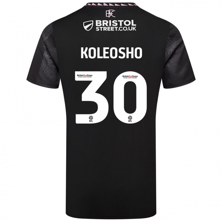 Kinder Luca Koleosho #30 Schwarz Auswärtstrikot Trikot 2024/25 T-Shirt Österreich