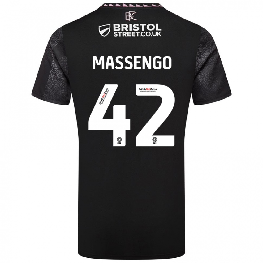 Kinder Han-Noah Massengo #42 Schwarz Auswärtstrikot Trikot 2024/25 T-Shirt Österreich