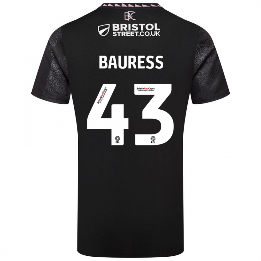 Kinder Joe Bauress #43 Schwarz Auswärtstrikot Trikot 2024/25 T-Shirt Österreich