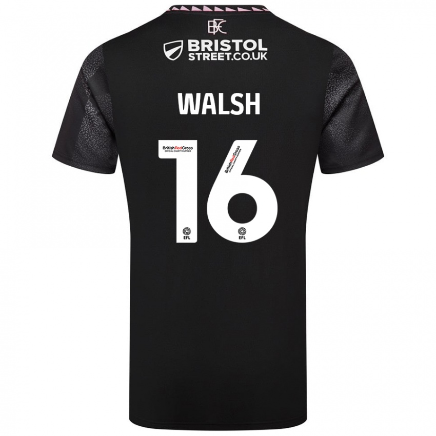 Kinder Lucy Walsh #16 Schwarz Auswärtstrikot Trikot 2024/25 T-Shirt Österreich