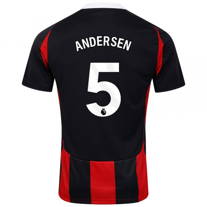 Kinder Joachim Andersen #5 Schwarz Rot Auswärtstrikot Trikot 2024/25 T-Shirt Österreich