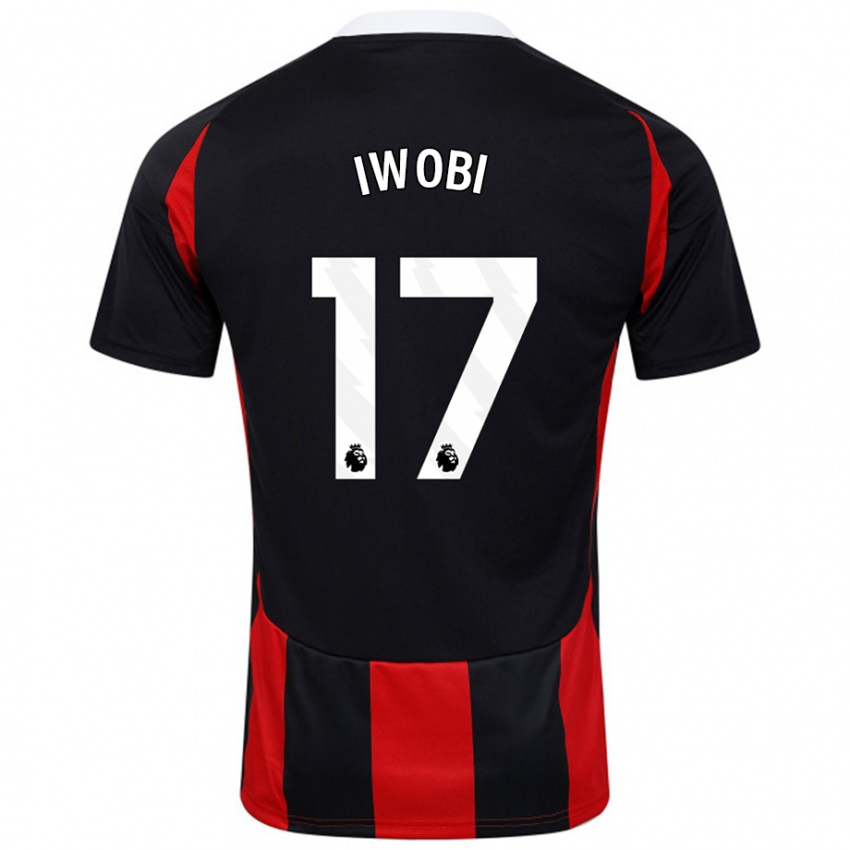 Kinder Alex Iwobi #17 Schwarz Rot Auswärtstrikot Trikot 2024/25 T-Shirt Österreich