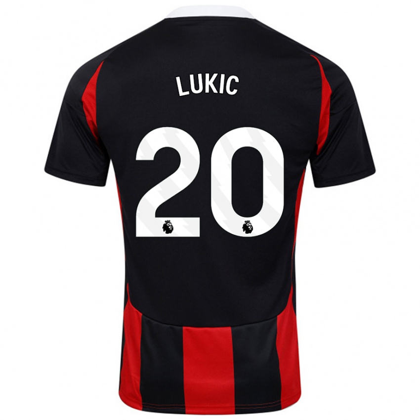 Kinder Saša Lukić #20 Schwarz Rot Auswärtstrikot Trikot 2024/25 T-Shirt Österreich