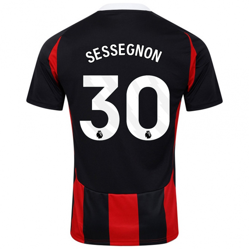 Kinder Ryan Sessegnon #30 Schwarz Rot Auswärtstrikot Trikot 2024/25 T-Shirt Österreich