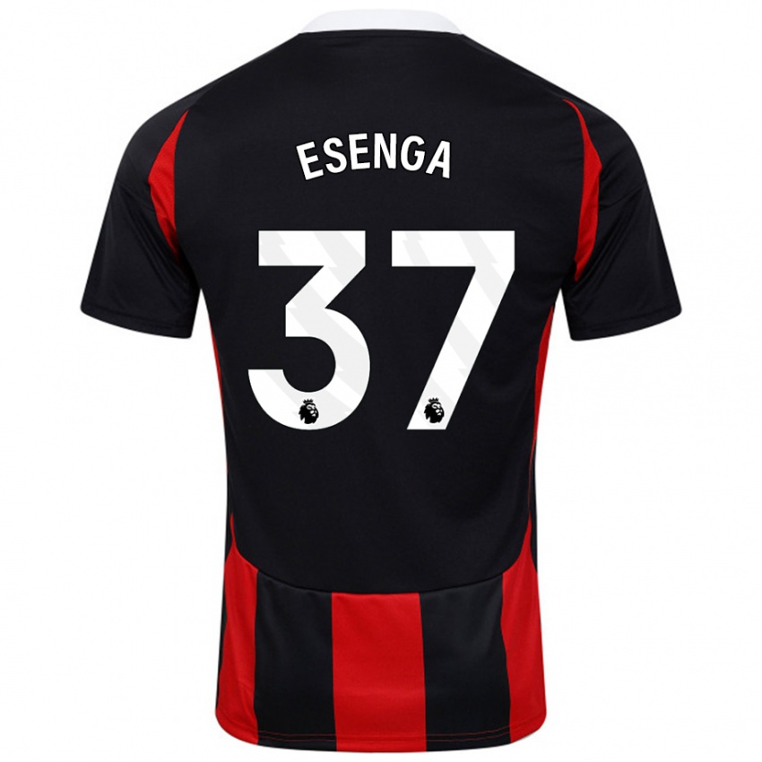 Kinder Jonathan Esenga #37 Schwarz Rot Auswärtstrikot Trikot 2024/25 T-Shirt Österreich