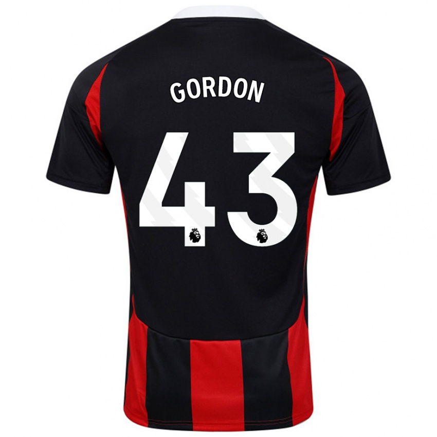 Kinder Lemar Gordon #43 Schwarz Rot Auswärtstrikot Trikot 2024/25 T-Shirt Österreich