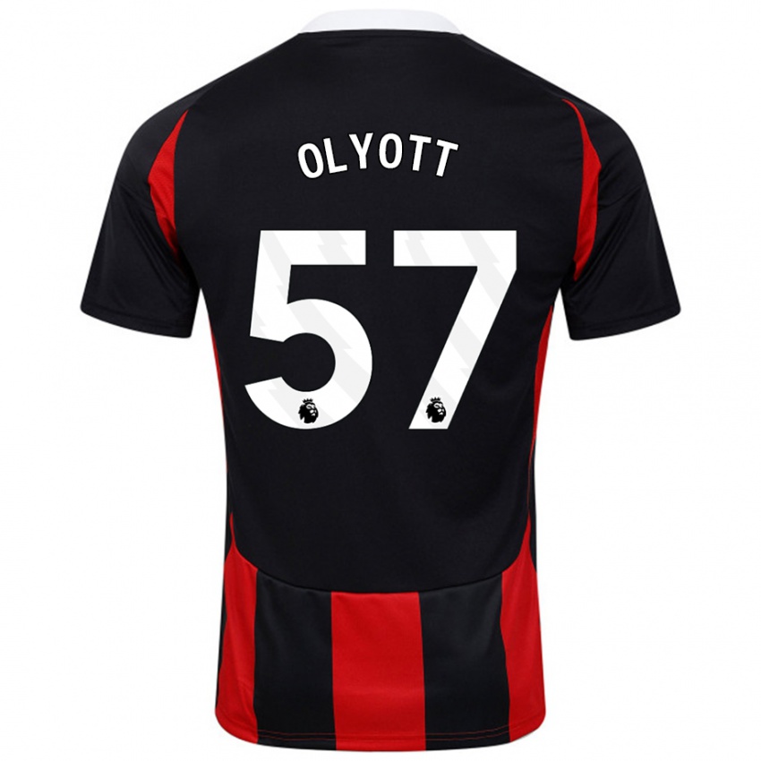 Kinder Tom Olyott #57 Schwarz Rot Auswärtstrikot Trikot 2024/25 T-Shirt Österreich