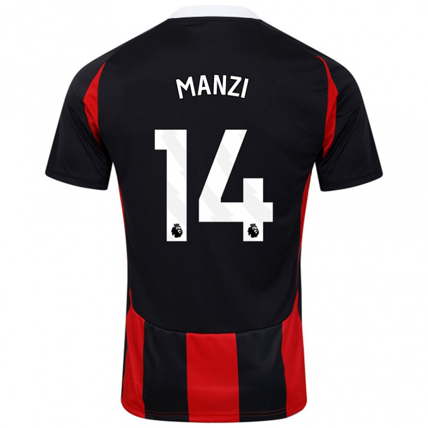 Kinder Sophie Manzi #14 Schwarz Rot Auswärtstrikot Trikot 2024/25 T-Shirt Österreich