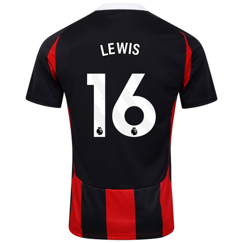 Kinder Milla Lewis #16 Schwarz Rot Auswärtstrikot Trikot 2024/25 T-Shirt Österreich