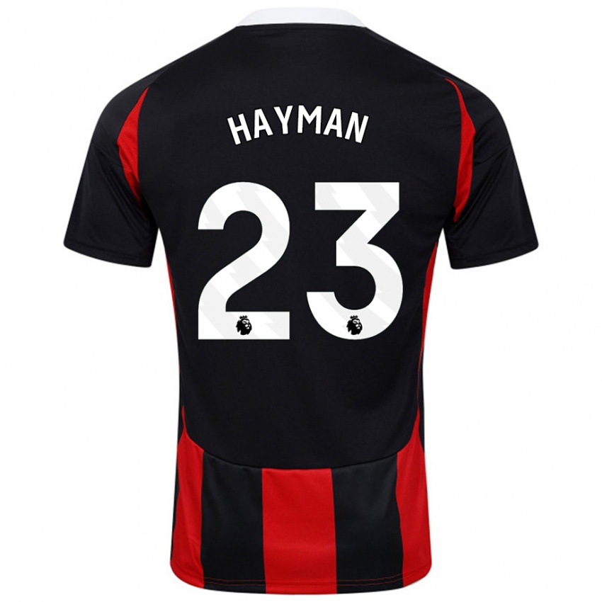 Kinder Alex Hayman #23 Schwarz Rot Auswärtstrikot Trikot 2024/25 T-Shirt Österreich