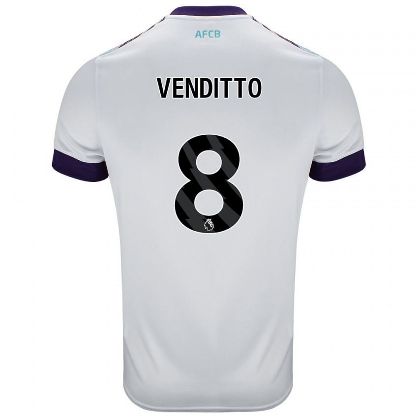 Kinder Olivia Venditto #8 Weiß Grün Lila Auswärtstrikot Trikot 2024/25 T-Shirt Österreich