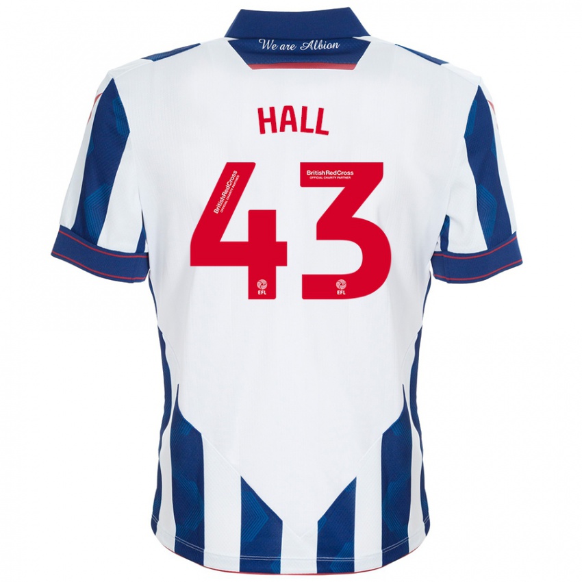 Herren Reece Hall #43 Weiß Dunkelblau Heimtrikot Trikot 2024/25 T-Shirt Österreich