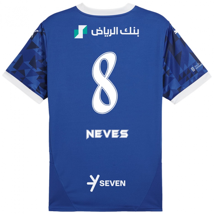 Herren Ruben Neves #8 Dunkelblau Weiß Heimtrikot Trikot 2024/25 T-Shirt Österreich