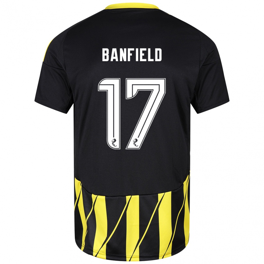 Herren Keeley Banfield #17 Schwarz Gelb Auswärtstrikot Trikot 2024/25 T-Shirt Österreich