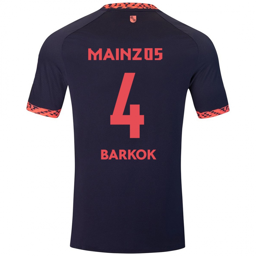 Herren Aymen Barkok #4 Blau Korallenrot Auswärtstrikot Trikot 2024/25 T-Shirt Österreich