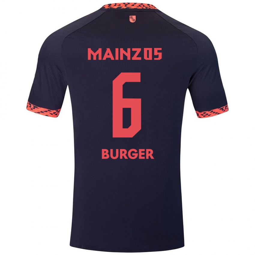 Herren Korbinian Burger #6 Blau Korallenrot Auswärtstrikot Trikot 2024/25 T-Shirt Österreich