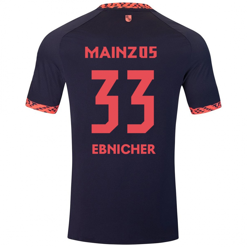 Herren Sabine Ebnicher #33 Blau Korallenrot Auswärtstrikot Trikot 2024/25 T-Shirt Österreich