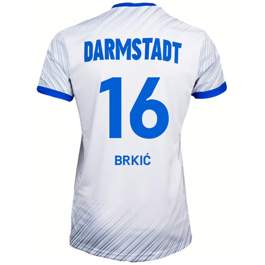 Herren Amar Brkić #16 Weiß Blau Auswärtstrikot Trikot 2024/25 T-Shirt Österreich