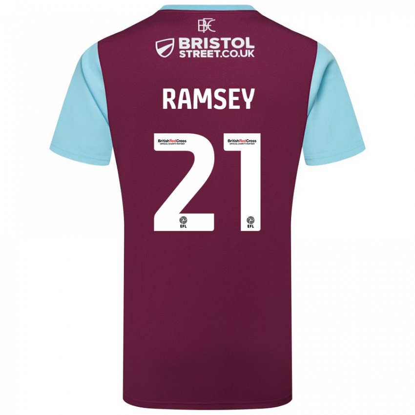 Damen Aaron Ramsey #21 Burgunderrot Himmelblau Heimtrikot Trikot 2024/25 T-Shirt Österreich