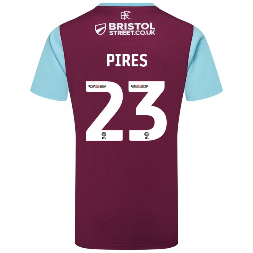 Damen Lucas Pires #23 Burgunderrot Himmelblau Heimtrikot Trikot 2024/25 T-Shirt Österreich