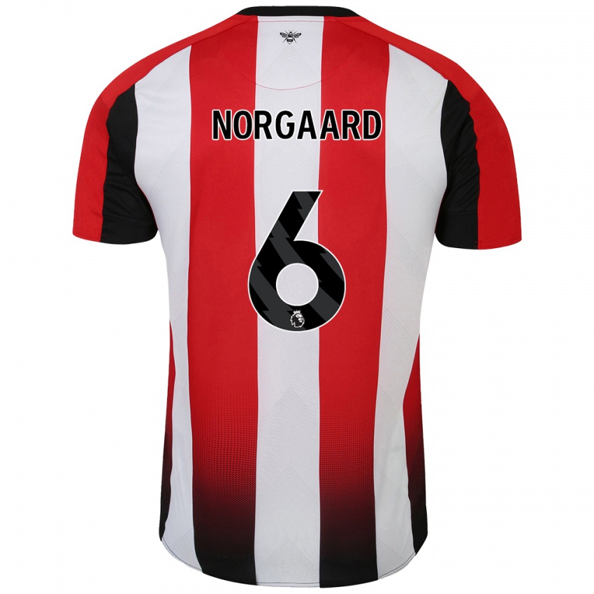 Kinder Christian Nørgaard #6 Rot Weiß Heimtrikot Trikot 2024/25 T-Shirt Österreich