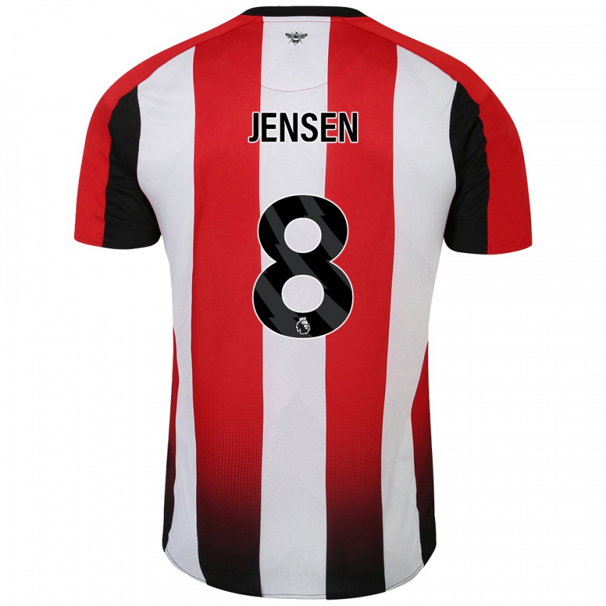 Kinder Mathias Jensen #8 Rot Weiß Heimtrikot Trikot 2024/25 T-Shirt Österreich